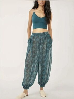 Teal Printed Harem Lounge Pants - Women Intimates & Sleepwear